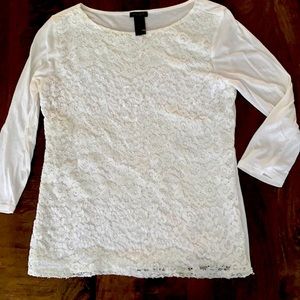 Ann Taylor Factory Lace Front Top - S
